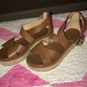 Michael Kors platform espadrille sandals tan
